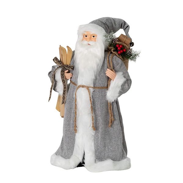 Haven Living Rustic Christmas Santa Carrying Skis Floor Decor Haven Living