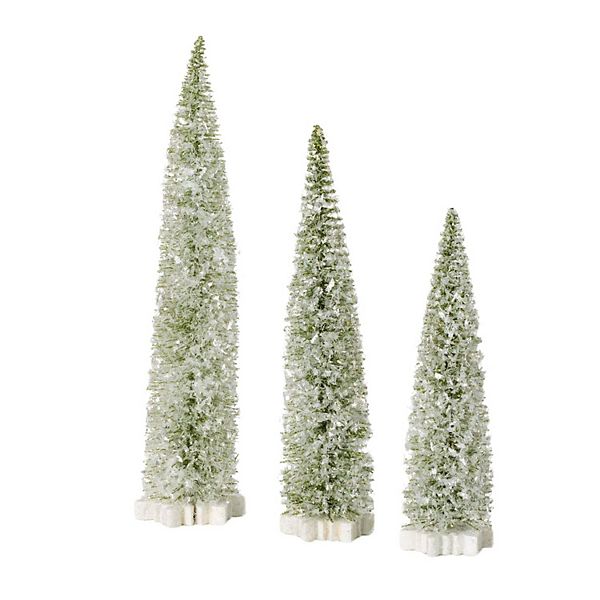 Haven Living Frosted Christmas Bottlebrush Trees Table Decor 3-Piece Set Haven Living