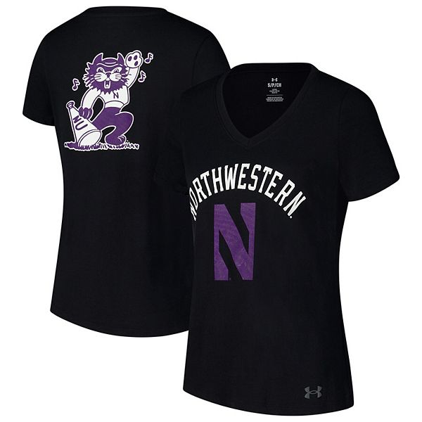 Женская Футболка Under Armour Черная с Логотипом Northwestern Wildcats Under Armour