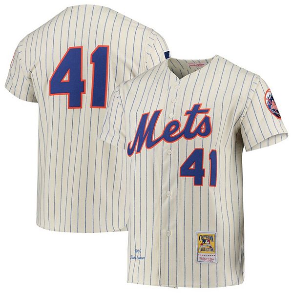 Мужская Футболка Mitchell & Ness Tom Seaver Кремовая New York Mets 1969 Cooperstown Collection Аутентичная Mitchell & Ness