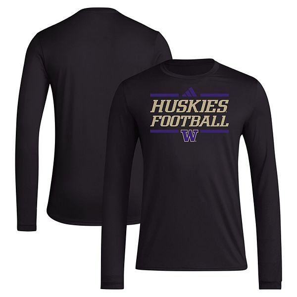 Чёрная футболка с длинным рукавом adidas Washington Huskies AEROREADY Unbranded