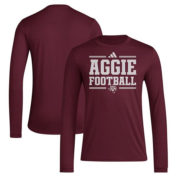 Мужская вишнёвая футболка adidas Texas A&M Aggies с длинным рукавом и AEROREADY Unbranded