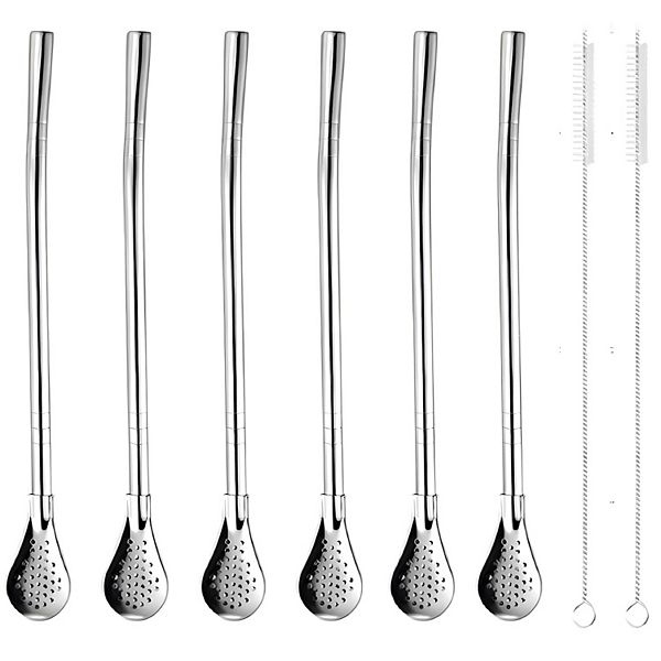 Stainless Steel Drinking Straw Set 6 Pcs Kitcheniva