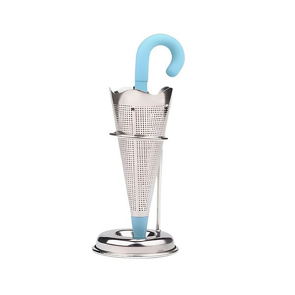 Stainless Steel Umbrella Tea Infuser With Drip Tray Kitcheniva