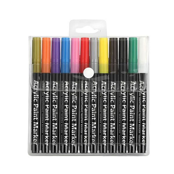 Waterproof Permanent Acrylic Marker 12 Pcs Kitcheniva