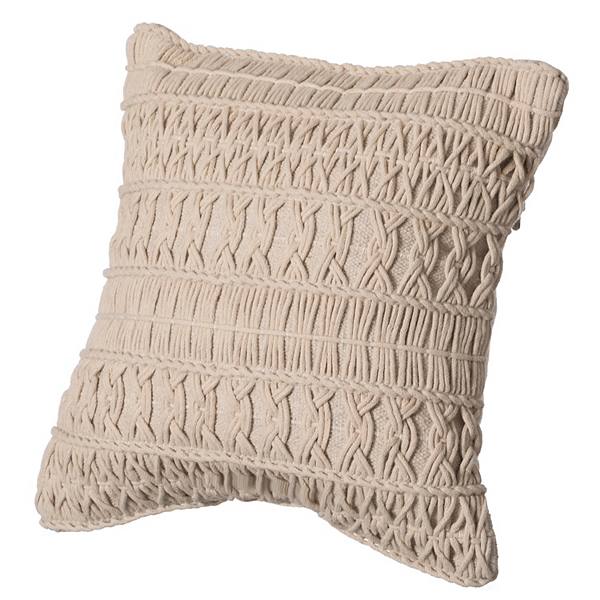 Handwoven Cotton Throw Pillow Cover with Layered Random String Pattern with Filler Deerlux