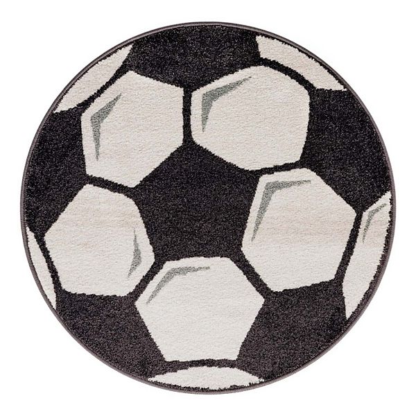 Unique Loom Soccer Ball Whimsy Kids Throw or Area Rug Unique Loom