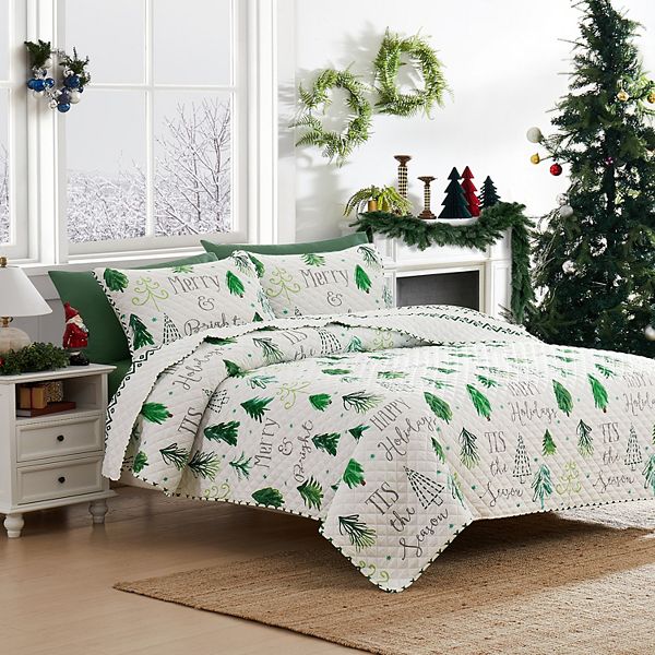 Avanti Christmas Trees Quilt Set with Shams Avanti