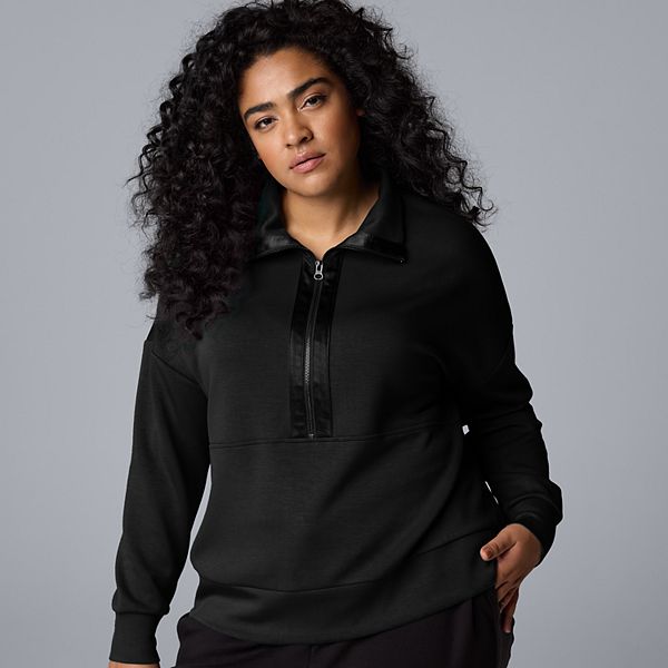 Женская Футболка Simply Vera Vera Wang Satin Trim Scuba Half-Zip Simply Vera Vera Wang