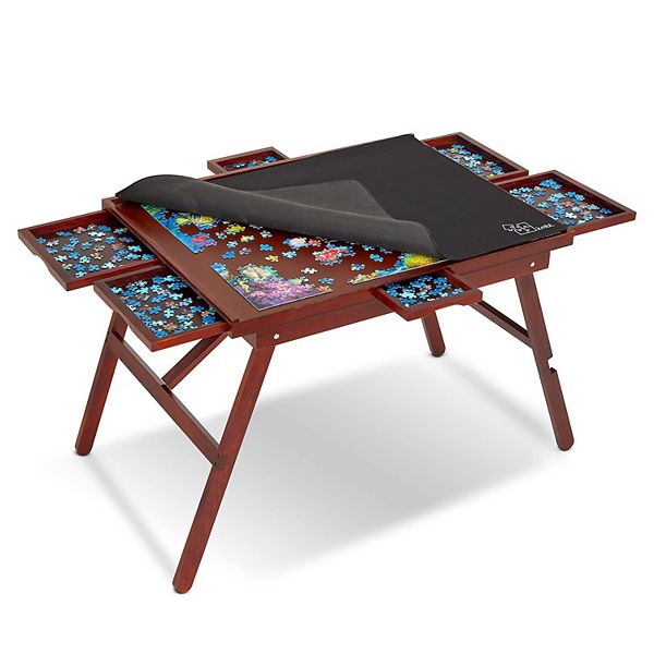 Jumbl 1000-piece Puzzle Board - 23 X 31" Puzzle Table With Legs, Cover & 6 Removable Drawers Jumbl