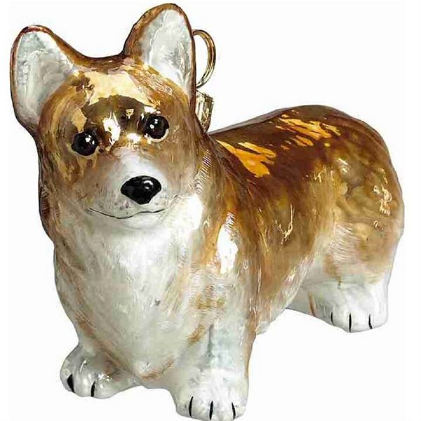 Joy To The World Pembroke Welsh Corgi Dog Polish Blown Glass Christmas Ornament Decoration Poland Pinnacle Peak Trading Company