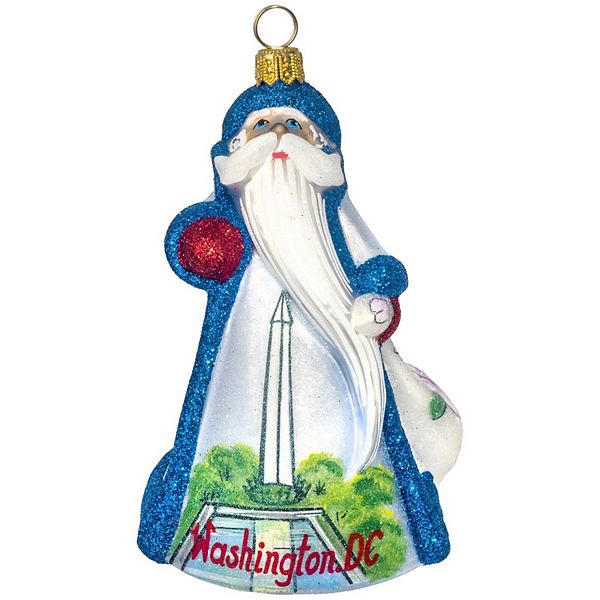 Joy To The World Glitterazzi Washington Dc Santa Polish Glass Christmas Ornament Pinnacle Peak Trading Company