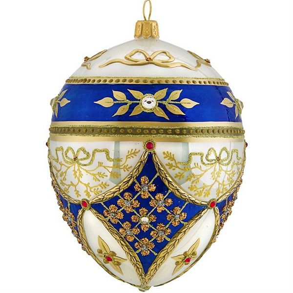 Joy To The World Glitterazzi Regal Jeweled Egg Polish Glass Christmas Tree Ornament Royal Poland Pinnacle Peak Trading Company