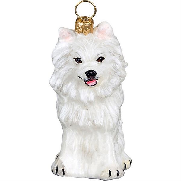 Joy To The World Japanese Spitz Polish Glass Christmas Ornament Dog Tree Decoration Pinnacle Peak Trading Company