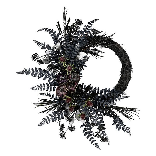 National Tree Company 18-in. Deep Purple Fern Cherry Blossom Artificial Wreath National Tree Company