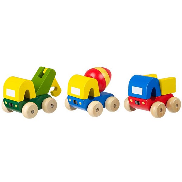 Orange Tree Toys 3-Piece Cement Mixer, Dumper & Pickup Truck Wooden Push Toy Car Set Orange Tree Toys