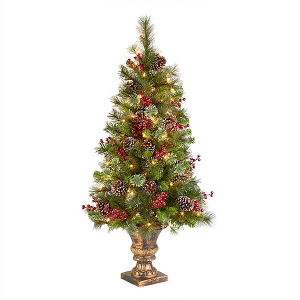 National Tree Company 4-ft. Pre-Lit LED Iced Berry Pine Entrance Artificial Christmas Tree National Tree Company