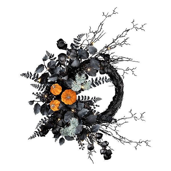 National Tree Company 20-in. Pre-Lit LED Halloween Pumpkin Artificial Wreath National Tree Company