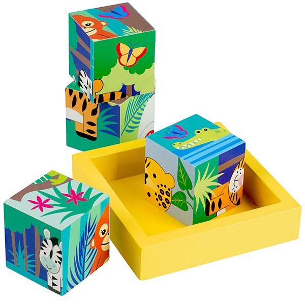 Orange Tree Toys Jungle Animals Four Wooden Blocks Puzzle Orange Tree Toys