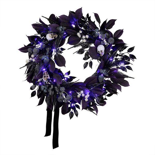 National Tree Company 26-in. Pre-Lit LED Floral Mini Skulls Artificial Wreath National Tree Company