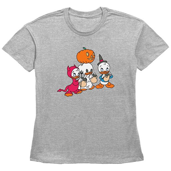 Женская футболка Disney Huey Dewey Louie для Хэллоуина с короткими рукавами, из хлопка и полиэстера Disney