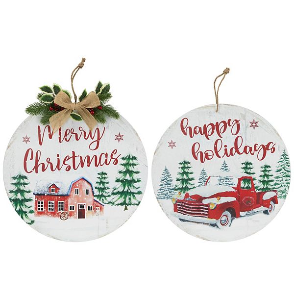 Northlight Merry Christmas and Happy Holidays Wood Wall Signs 2-pc. Set Northlight