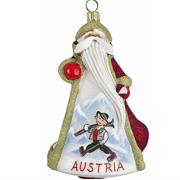 Joy To The World Glitterazzi Austrian Austria Santa Polish Glass Christmas Ornament Decoration Pinnacle Peak Trading Company