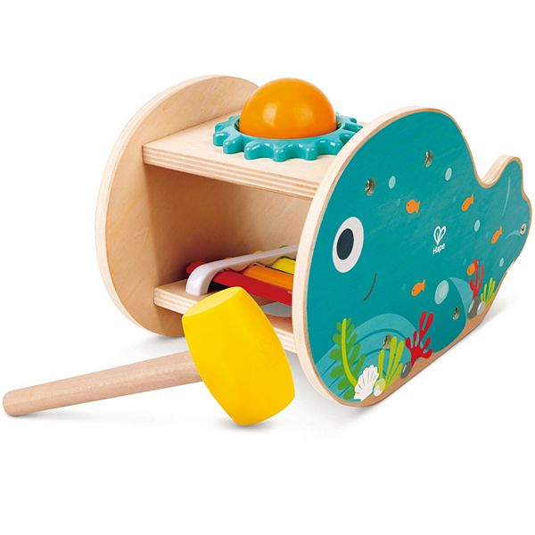 Hape Musical Whale Pound & Play Wooden Whale Tap Bench Sound Xylophone Toy Hape