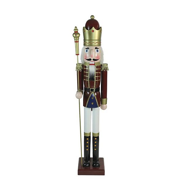 Northlight Burgundy & White Wooden Christmas Nutcracker King Floor Décor Northlight