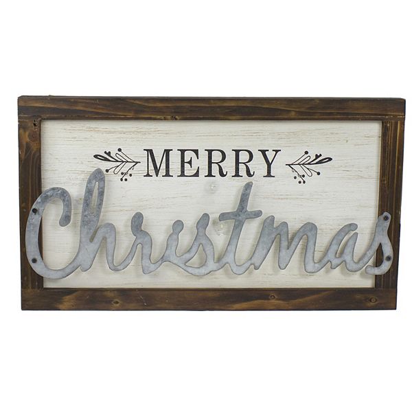 Northlight 18-in. Merry Christmas Framed Wood and Metal Wall Decoration Northlight