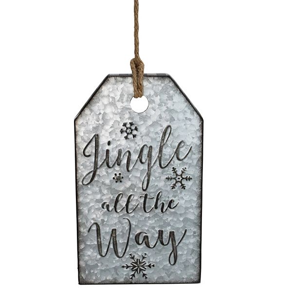 Northlight Distressed Metal "Jingle All The Way" Christmas Wall Decor - 12.25" - Silver Northlight