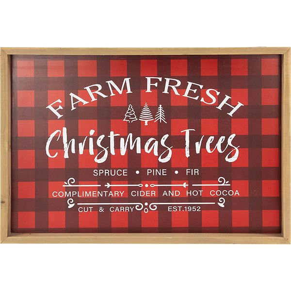 Northlight Plaid Farm Fresh Christmas Trees Framed Christmas Wall Sign Northlight