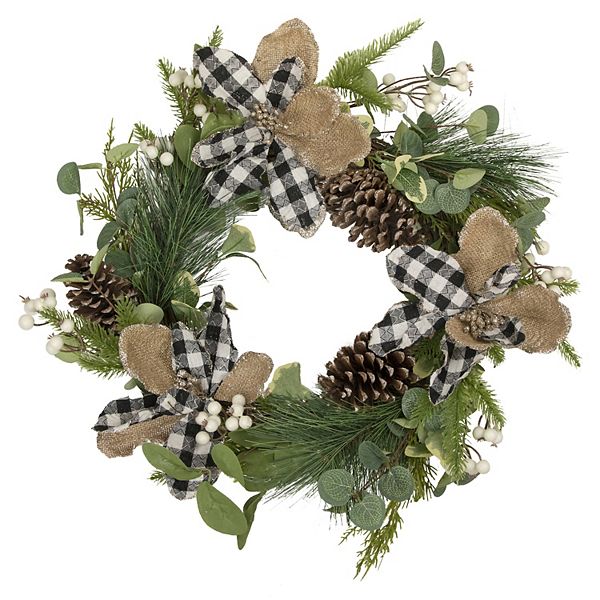 Northlight Magnolia & Frosted Pine Cones Artificial Christmas Wreath Northlight