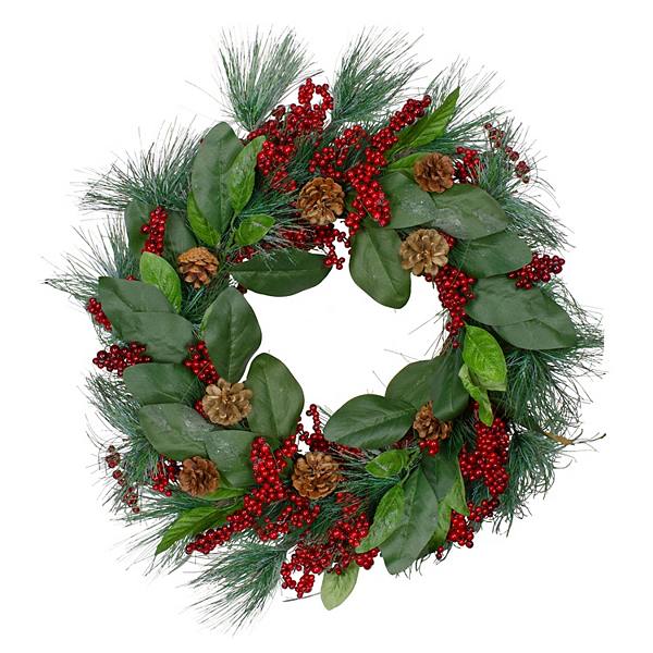 Northlight Leaves, Berry & Pine Needle Artificial Christmas Wreath Northlight