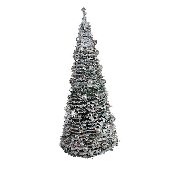 Northlight 6-ft. Pre-Lit Flocked Pre-Decorated Pop-Up Artificial Christmas Tree Northlight