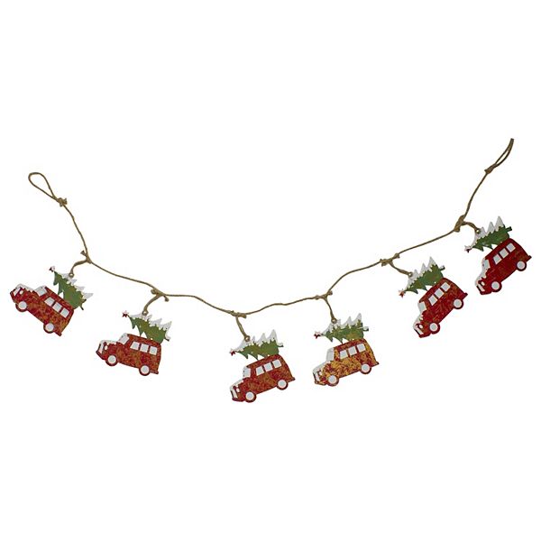 Northlight Red Vintage Truck with Tree Christmas Garland Northlight