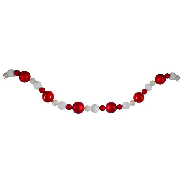 Northlight Shatterproof Ball 3-Finish Red & White Christmas Garland Northlight