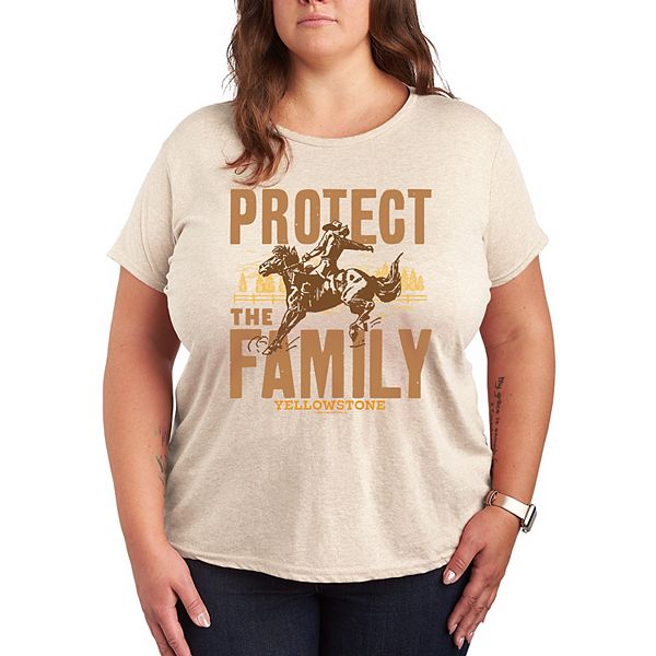 Женская Футболка Licensed Character Plus Size Yellowstone Protect The Family Licensed Character