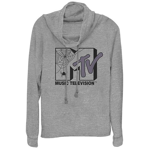 Женская Футболка Licensed Character Plus Size MTV Spider Halloween Logo Cowlneck Graphic Lightweight Long Sleeve Licensed Character