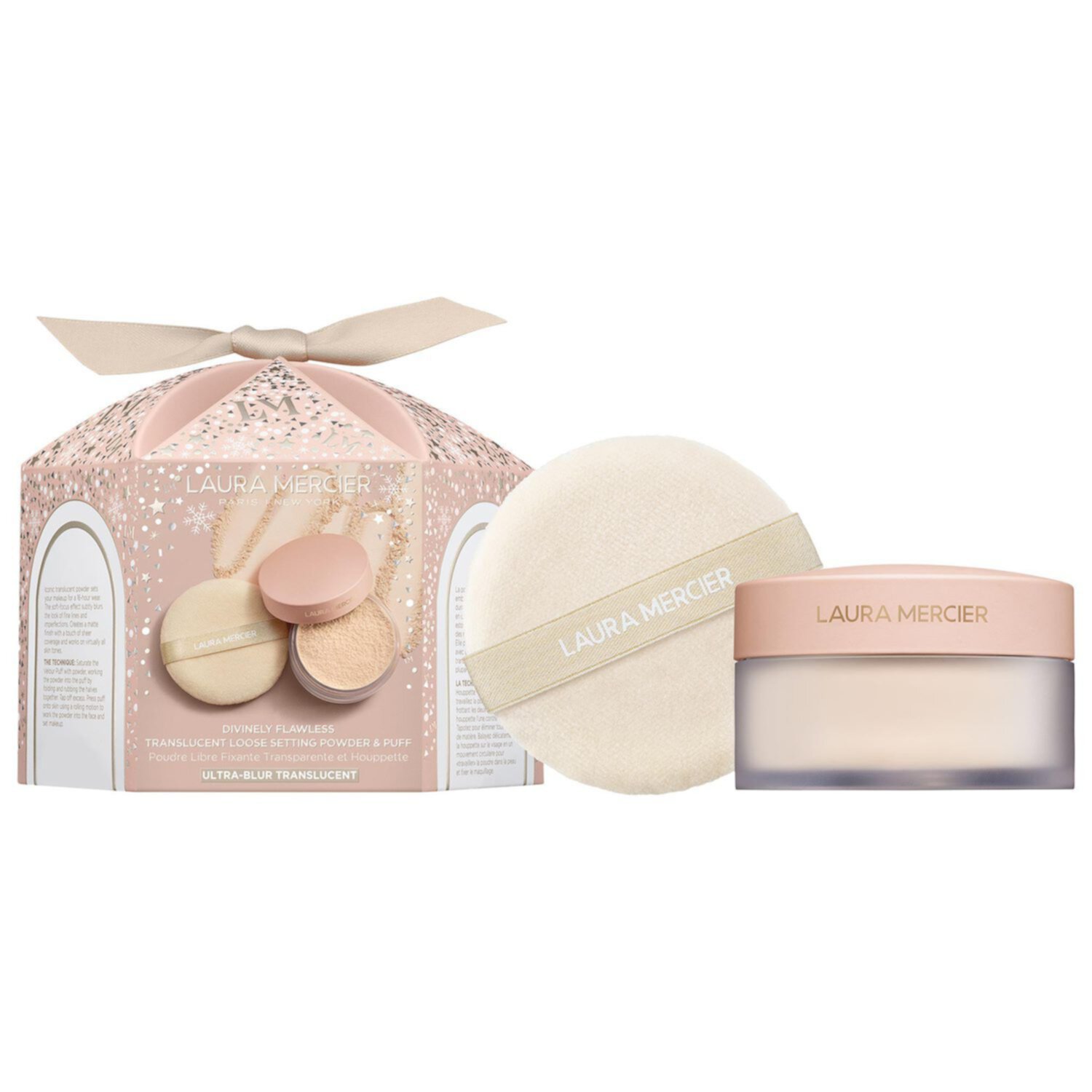 Laura Mercier Divinely Flawless Translucent Loose Setting Powder & Puff Set- Talc Free Ultra Blur Laura Mercier