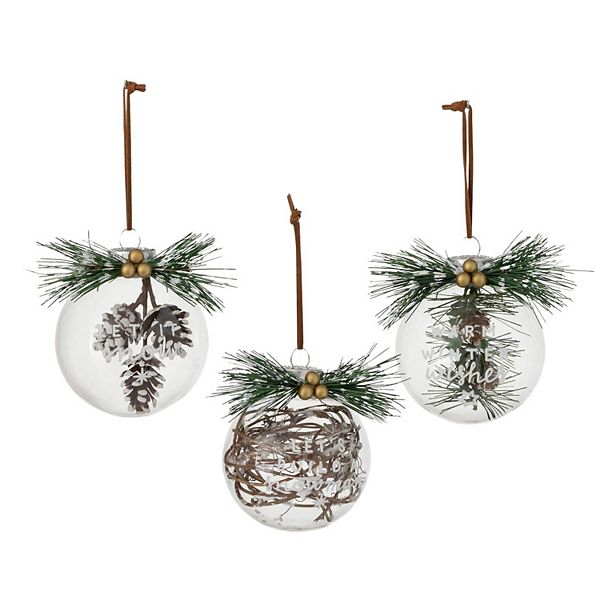 Haven Living 4.25-in. White Etched Ball 3-pc. Christmas Ornament Set Haven Living