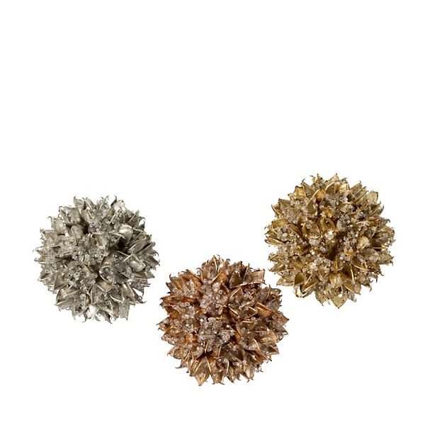 Haven Living 5-in. Glittered Hull Ball 3-pc. Christmas Ornament Set Haven Living