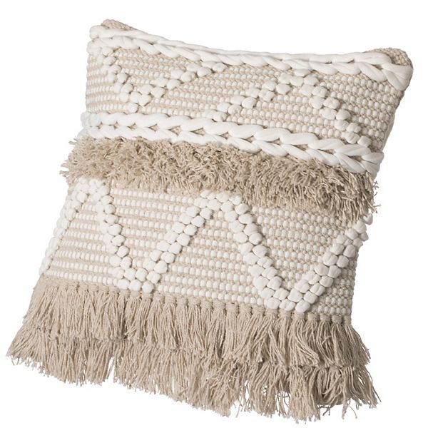 Handwoven Cotton Throw Pillow Cover with White Dot Pattern, without Filler Deerlux