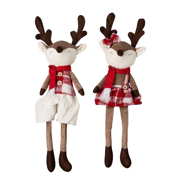 Haven Living 25.25" Plush Plaid Christmas Reindeer Figurines Set of 2 Haven Living