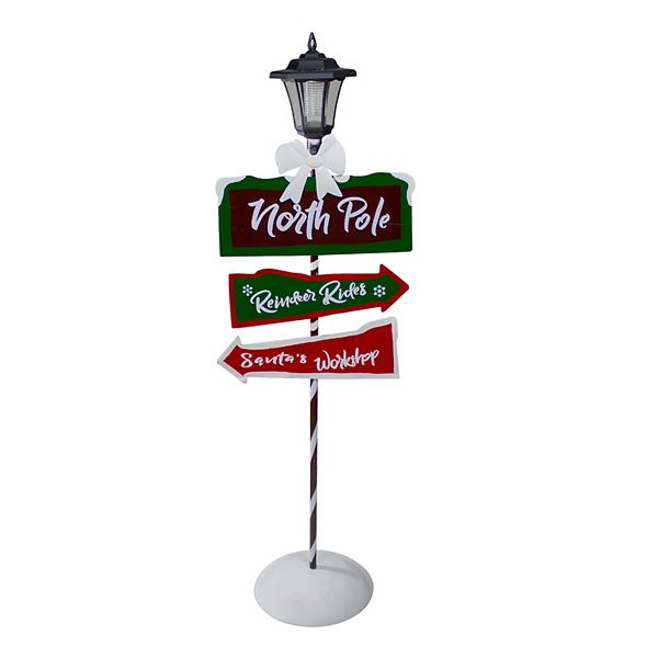 Northlight 49.75-in. Solar-Powered North Pole Lantern Post Christmas Sign Northlight