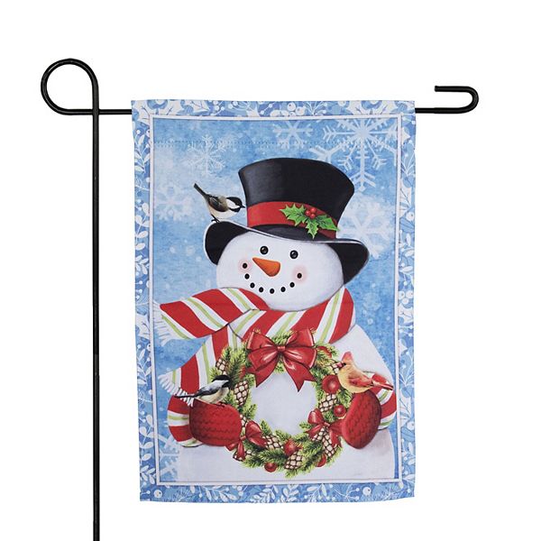 Northlight Snowman with Wreath Outdoor Christmas Garden Flag Northlight