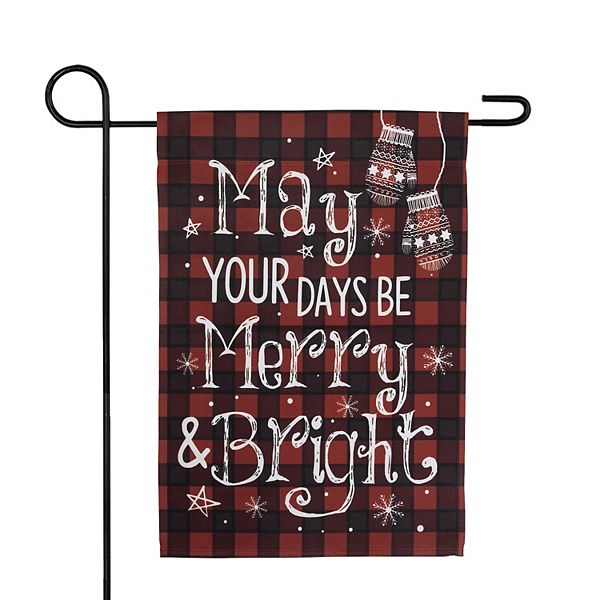 Northlight Buffalo Plaid "Merry and Bright" Christmas Outdoor Garden Flag Northlight