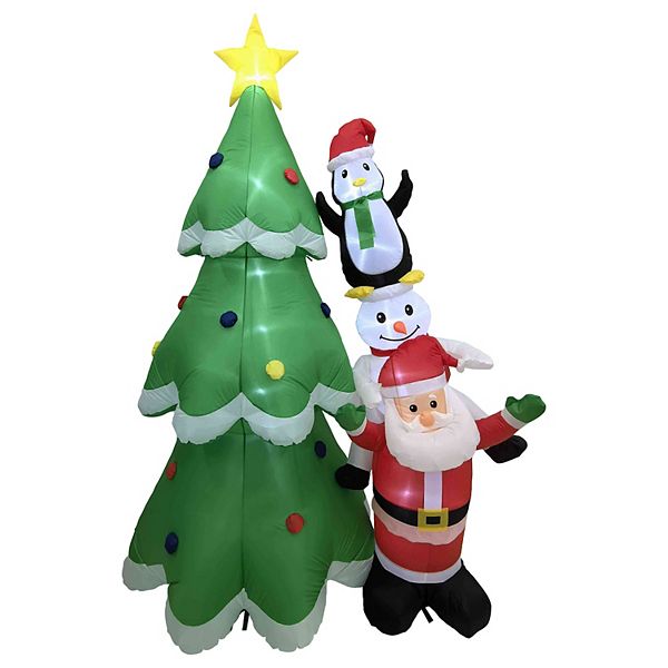 Northlight 8 Ft. LED Inflatable Stacked Santa, Snowman & Penguin Outdoor Decor Northlight