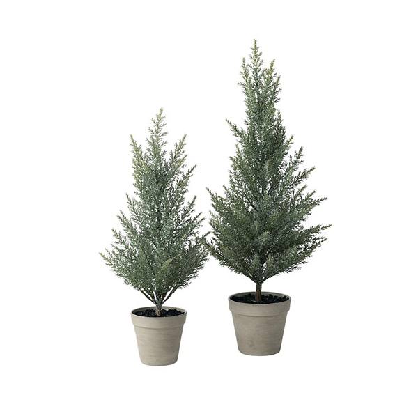 Haven Living 24.5" & 20" Artificial Mini Cedar Trees Set of 2 Haven Living