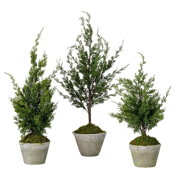 Haven Living 22", 26", and 32" Faux Dwarf Cedar Tree Set of 3 Haven Living